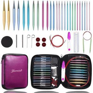 13 Pair Set 3.0~10.0mm, Interchangeable Aluminum Knitting Needles with Case